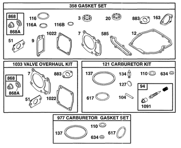 Gasket Sets Diagram and Parts List for 99772-3026-01  Briggs and Stratton Engine